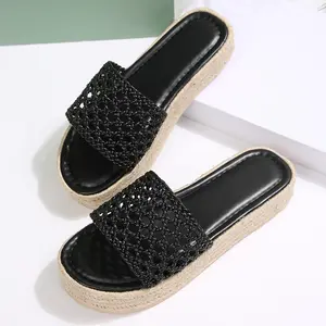 Women's Comfortable Sandals Woven Mesh Platform Slippers Summer Footwear Indoor Outdoor Shoes