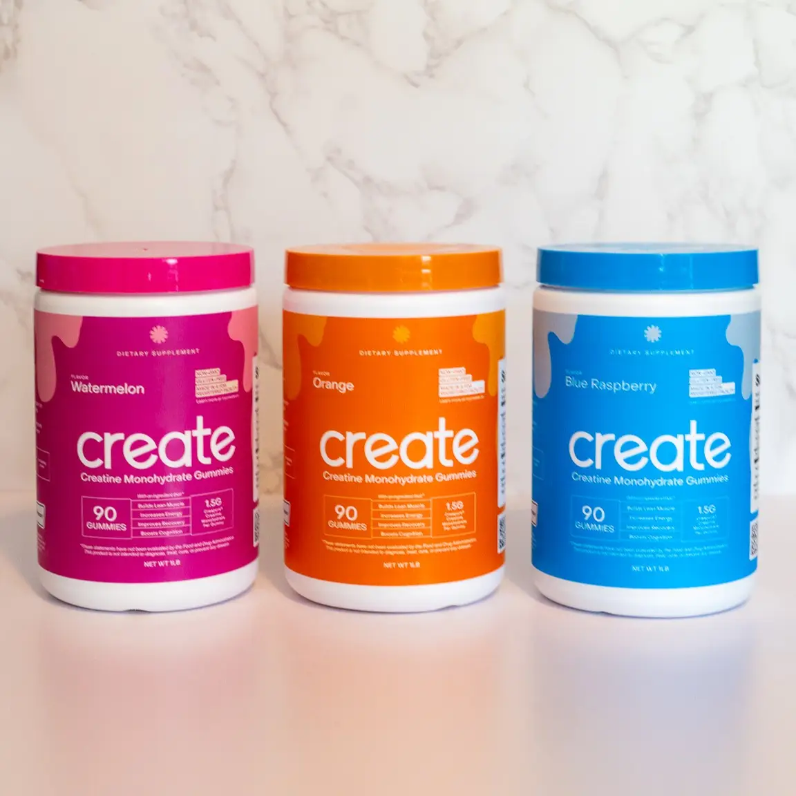 Create, Creatine Gummies 3 Flavor Starter Pack, Healthcare Supplement, 3 Month S...