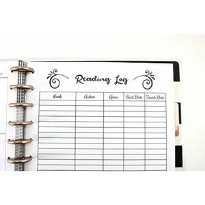 Reading Log Inserts for 11-Disc Big Happy Planner, Big Happy Planner Accessories