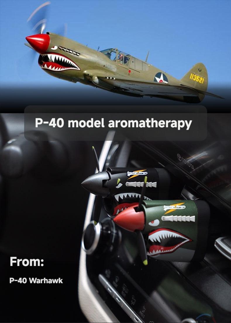 P-40 Warhawk Eau de Cologne-shaped car air freshener, vent clip, men's auto accessory, enjoy fresh air.