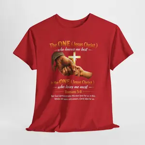 Christian T-Shirt — "The ONE (Jesus Christ)" Cross & Romans 5:8 Inspirational Tee