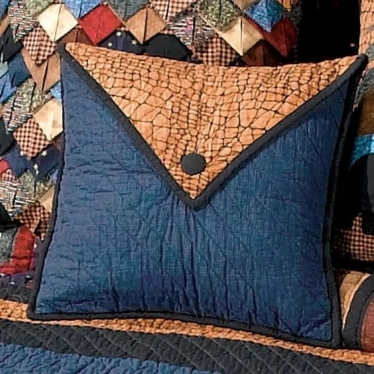 American Heritage Textiles 90915 16" x 16" Midnight Bear Envelope Decorative Pillow, Multi-Color (Rust, Brown, Greens, Blues)