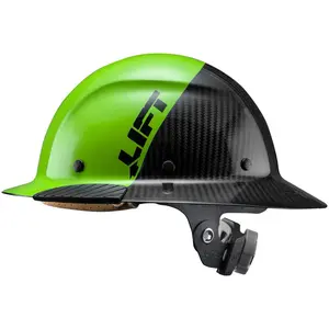 LIFT HDF50C-20GC DAX FIFTY 50 Carbon Fiber Full Brim Hardhat with Neon Green and Black Design