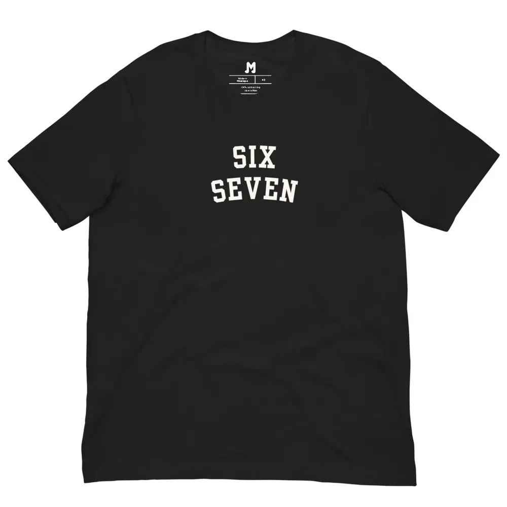 Six-Seven Meme T-Shirt - 100% Combed Cotton Fitted Short Sleeve Crew Neck Summer Tee for Men Casual Minimalist Style Comfortable Lightweight Pre-Shrunk Fabric