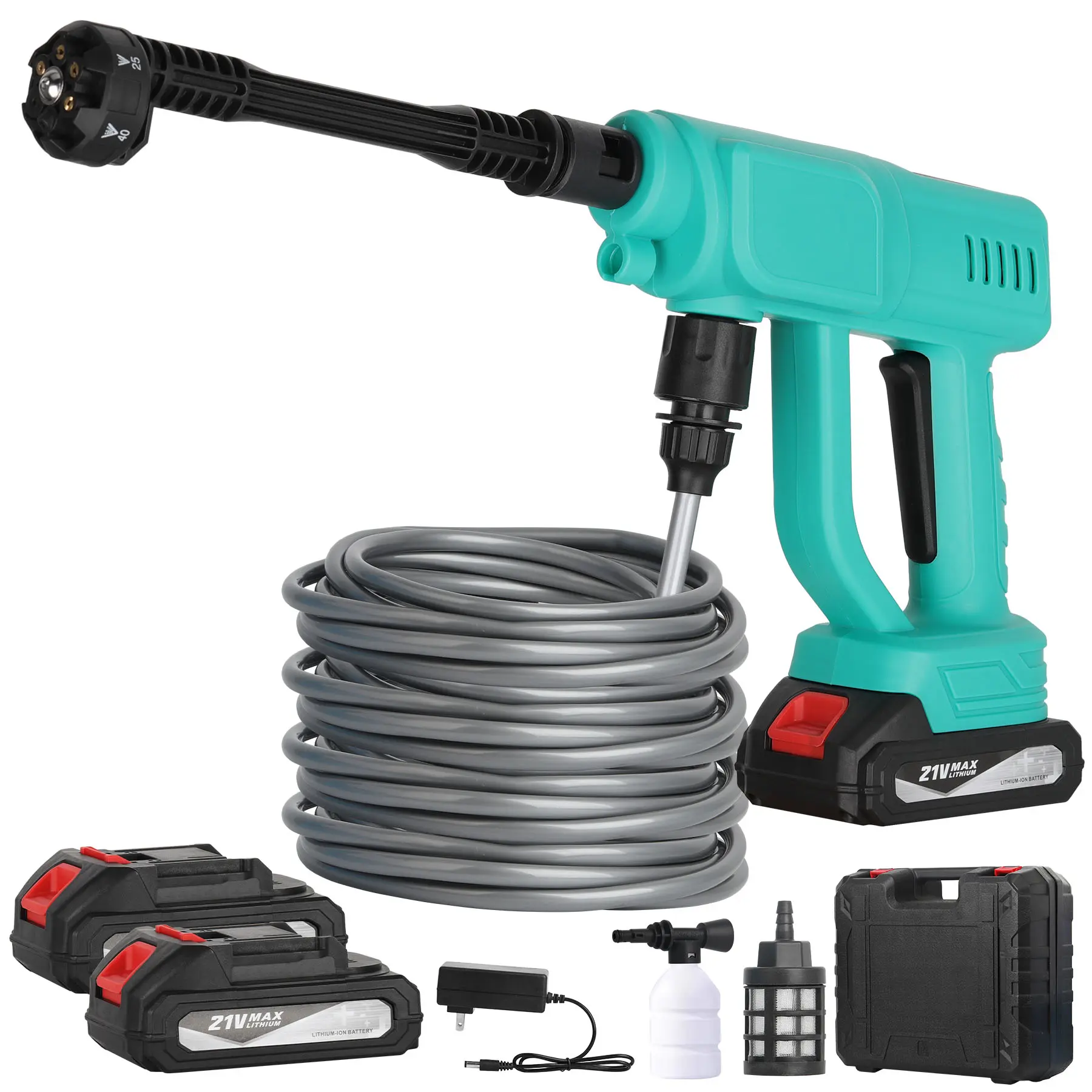 Cordless Handheld Pressure Washer with Pressure Washer Wand, 6-in-1 Nozzle, 1.2Mpa/3.7L/min Power, Portable for Car, Patio Cleaning (Draws Water from Any Source), Pressure Washer Handheld