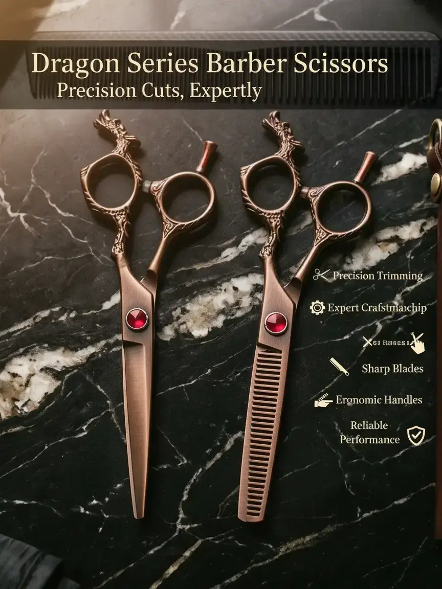 SnipZen Dragon Series 7-in Professional Barber Scissor Set - Hair Cutting Shears, Thinning Shears sohochic