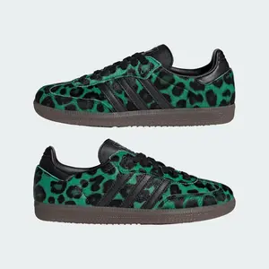 Women's Adidas Samba OG "Green Leopard" HQ9374 Fashion Athletic Sneaker Spring Shoes