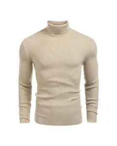 COOFANDY B Mens Ribbed Slim Fit Knitted Pullover Casual Turtleneck Sweater