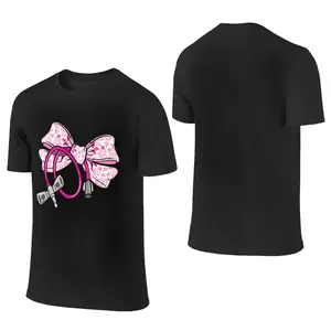 Coquette Pink Nurse Bow T-shirt – Long Sleeve Tee for Phlebotomists and Doctors Womenswear Prints