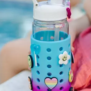 Blue/Hot Pink Ombre 24oz Water Bottle with Sleeve Tumbler Washable Bottled Reusable