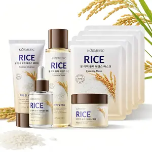 Rice Moisturizing Skincare 8-Piece Set: Cleanser, Toner, Serum, Cream, 4 Face Masks; Hydrating and smoothing, reduces dryness, gentle ingredients, suitable for all skin types