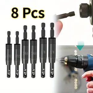 8Pcs Bits Self Centering Drill Bit Set 1/4" Hex Shank Self Centering Hinge Drill Bit Set for Woodworking Window Door Hinge, Quick Change - Home Improvement.