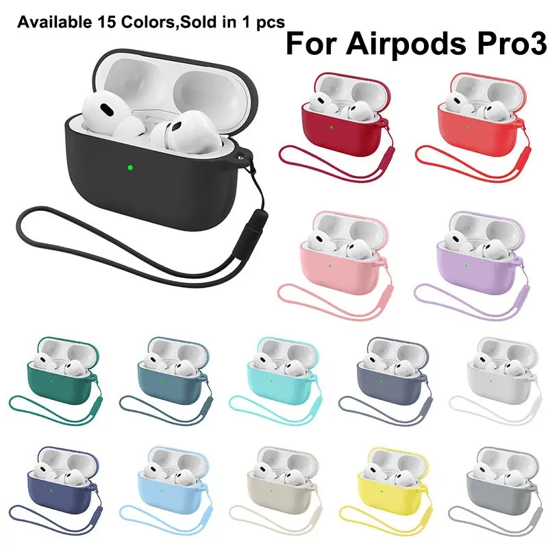 1 pcs For Apple AirPods Pro 3 Bluetooth-compatible Earphone Case, New Design Aesthetic Silicone Protective Cover, Durable & Stylish Lanyard Accessory for Apple Air Pods Pro 3 Protection Audio