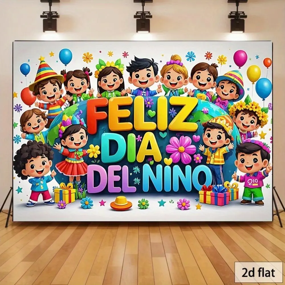1PC 2D Flat Polyester Reusable Backdrop Banner - Mexican Theme Happy Birthday Decoration & Photography Prop for Kids' Home & Festive Party Supplies