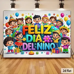 1PC,2D Flat Feliz Dia Del Nino Feliz Dia Del Nino Children's Day Backdrop, Mexican Kids' Festival Theme Party Photo Background Cloth, Birthday Event Decoration Prop, Photography Backdrop For Party
