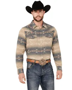 Cody James Men's Arrow Bear Southwestern Print Long Sleeve Snap Western Shirt - Cjfa23fl6-Tan