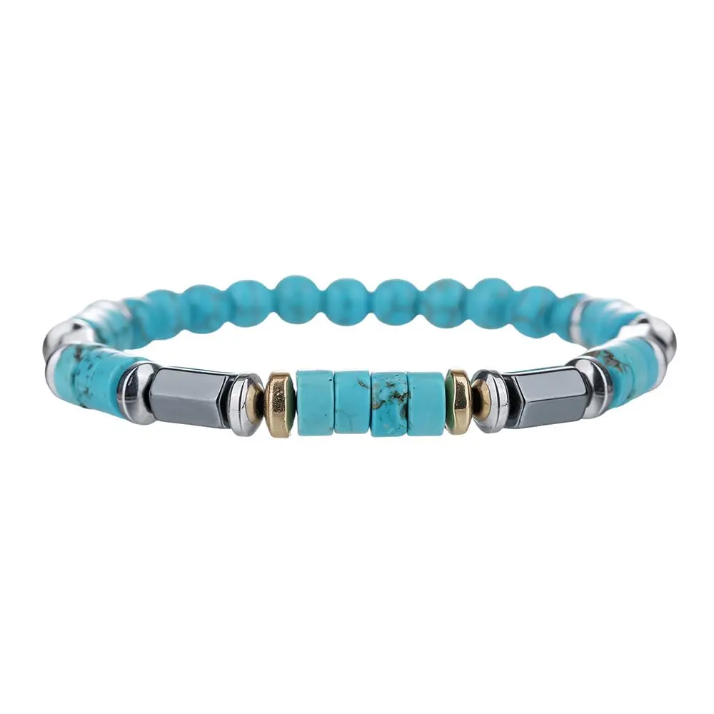 Classic Turquoise Beaded Bracelet for Women, Authentic Design Natural Stone Jewelry for Daily Wear, Bangle, Light Turquoise Bracelets & Bangles, Statement Style Bracelets & Bangles