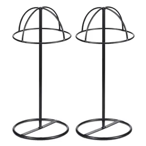 Metal Hat Display Stand 2pcs Tabletop Hat and Wig Rack Holder for Baseball Cap, Fedora Hat, Cowboy Hat Black