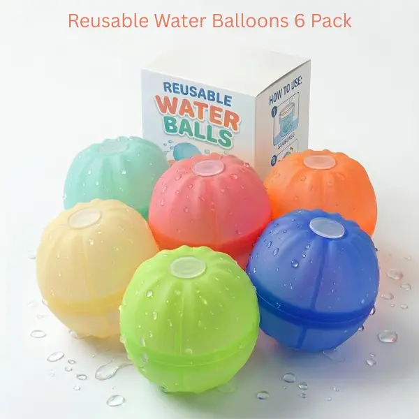 Reusable Water Balloons 6 Pack, Self Sealing Quick Fill Magnetic Water Balls, Pool Beach Outdoor Summer Toys Kids Summer Gift