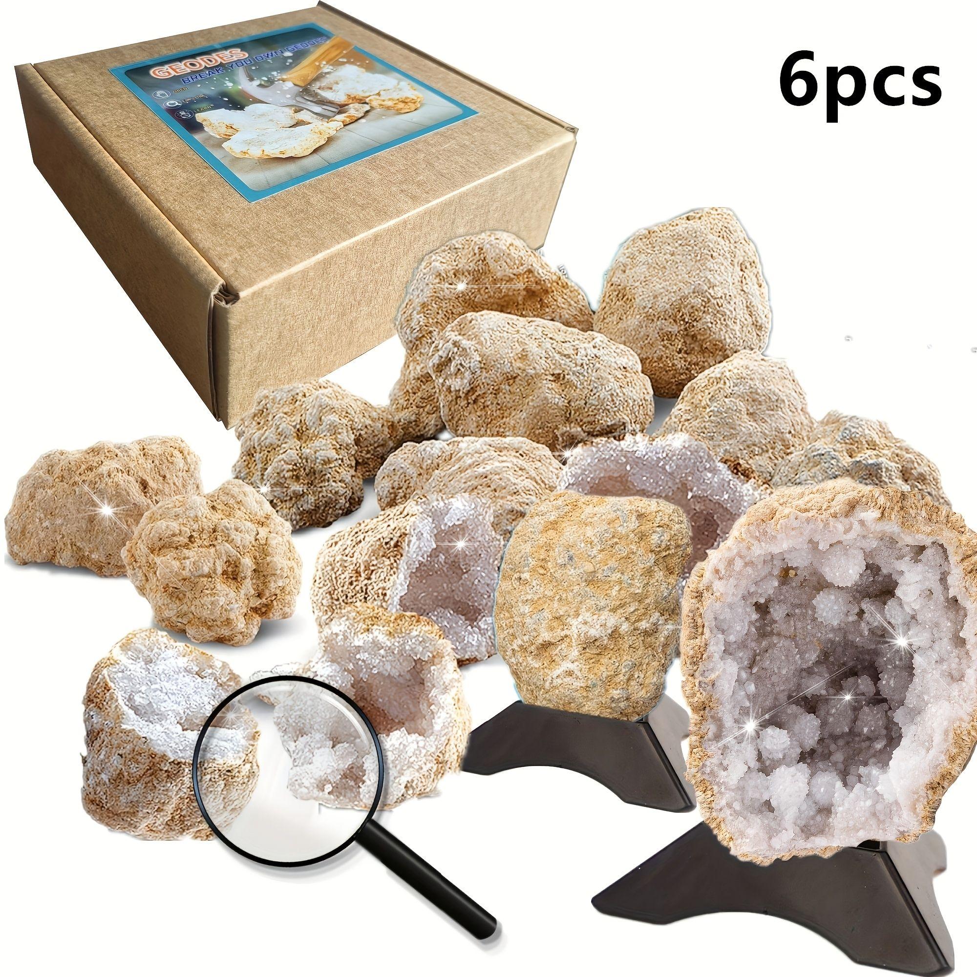 1pc/3/4/5/6pcs (1.2-2")Natural Quartz Geode for Teaching and Collection - Unopened, Authentic Crystal Formation for Science Education and Home Decor, Premium Break Your Own Geodes, Crack Open & Discover Amazing Surprise Crystals Inside! DIY