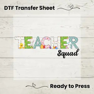 Teacher Squad DTF Transfer – Easter Classroom Spring Design