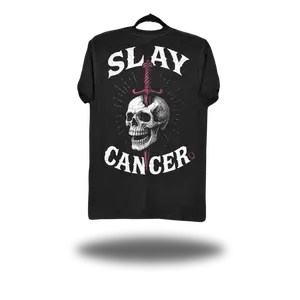 TheDriveClothing SLAY CANCER Black Classic Tee – Unisex Graphic T-Shirt, 100% Ring-Spun Cotton, Vintage Print Streetwear, Everyday Casual Tee