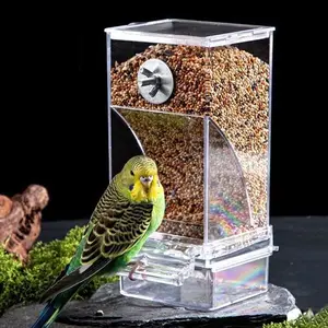 1PC Tiger Skin Parrot Automatic Feeder Anti Scattering And Splash No Mess Bird Feeder Bird Food Box Food Trough Feeder Bird Food Container Bird Supplies