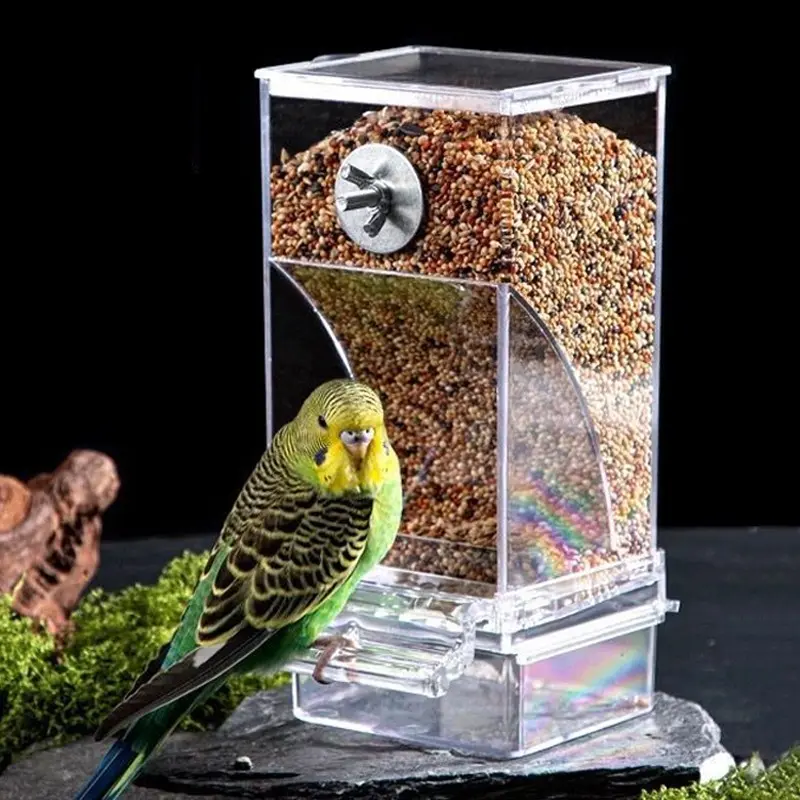 1PC Tiger Skin Parrot Automatic Feeder Anti Scattering And Splash No Mess Bird Feeder Bird Food Box Food Trough Feeder Bird Food Container Bird Supplies