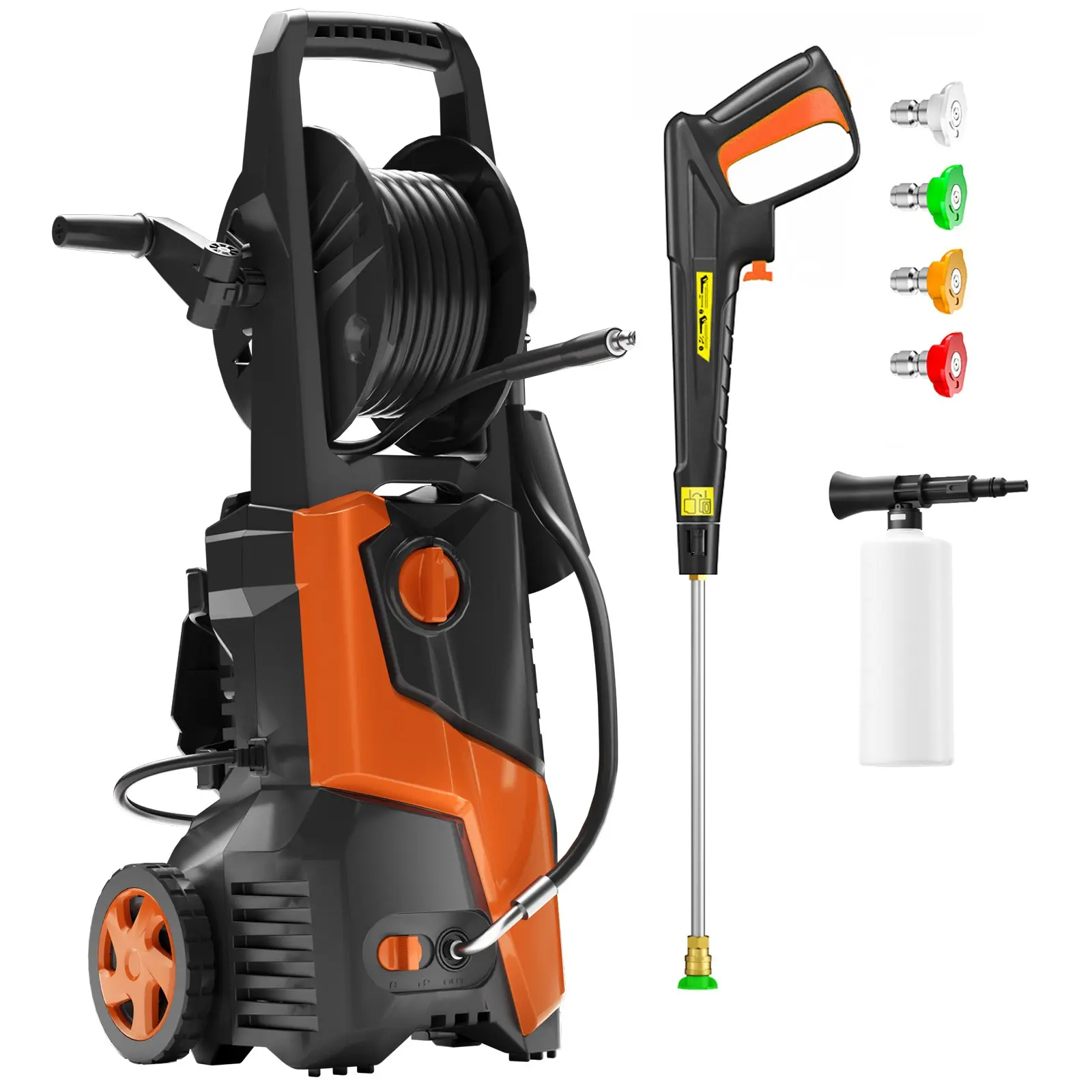 4200PSI MAX 2.5GPM Home Electric Pressure Washer, Portable Power Jet Cleaner Equipped with 25FT Reinforced High Pressure Hose, Full Nozzle Set, Foam Cannon and Soap Tank for driveway, fence, car wash, home, outdoor, sidewalk, window, porch