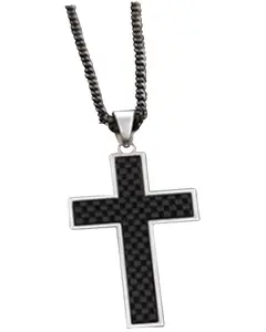 Twister Men's Gunmetal Cross Necklace - D47007