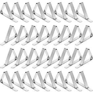 TriPole Tablecloth Clips 32 Pack Stainless Steel Table Cover Clamps Skirt Clips for Home Kitchen Restaurant Picnic Tables