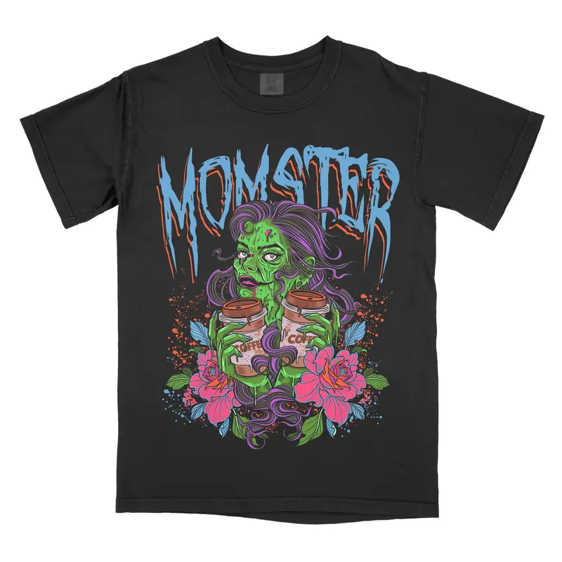 Momster Coffee - Comfort Colors Graphic Tee Shirt Printed