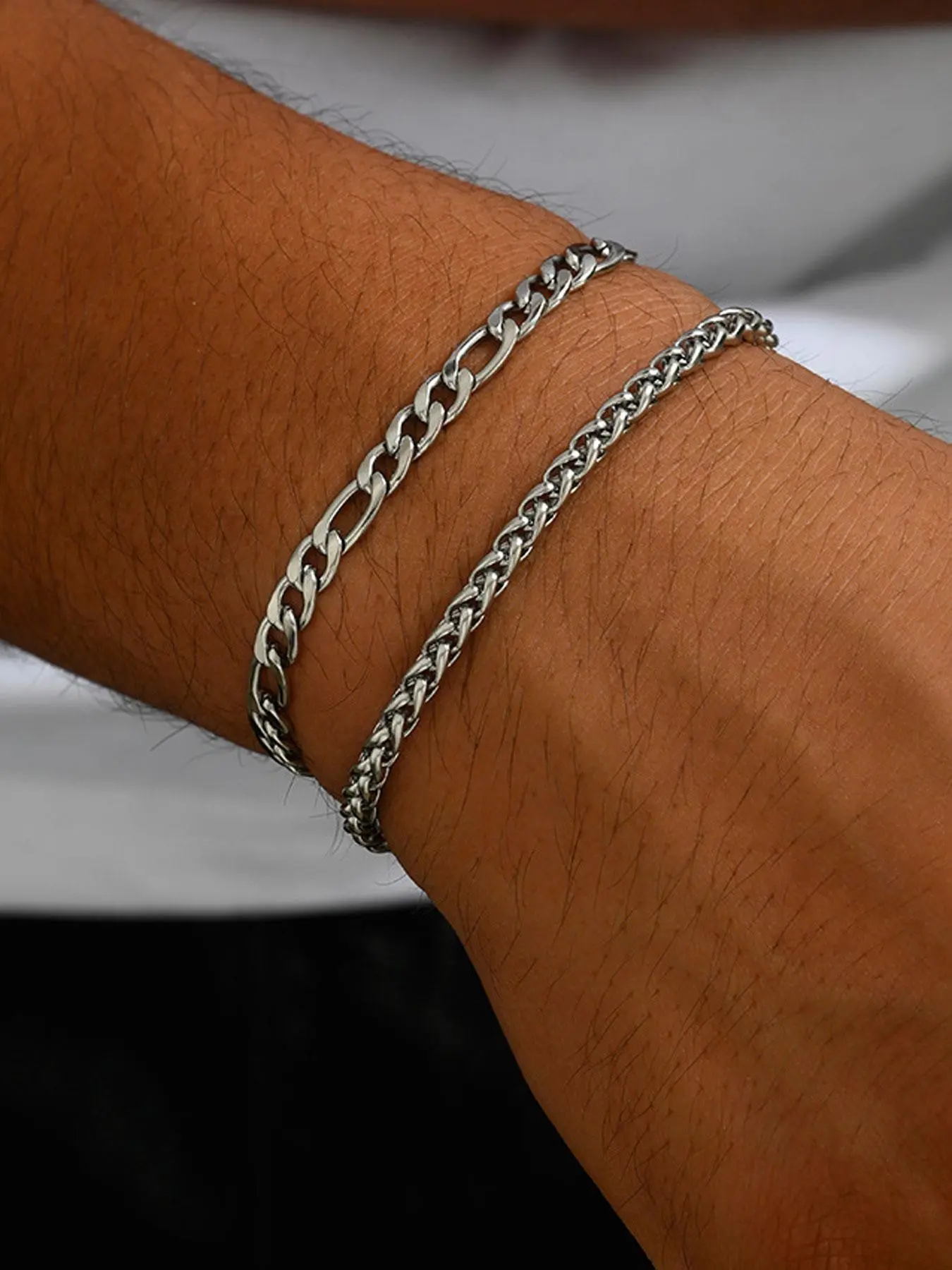 Men's Stainless Steel Bracelet Set, Casual Plain Style, Fashionable Hip Hop Chain, Perfect for Daily Wear, Party, Gifts