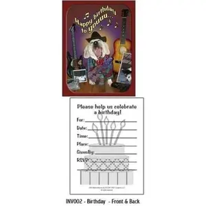 Dog Birthday Invitations Singing Birthday INV002 Personalized Party Details Celebratory Bark Fun One-of-a-kind Invitations 4.25 x 5.5 Packaged in Sets of 10 with Mailing Envelopes