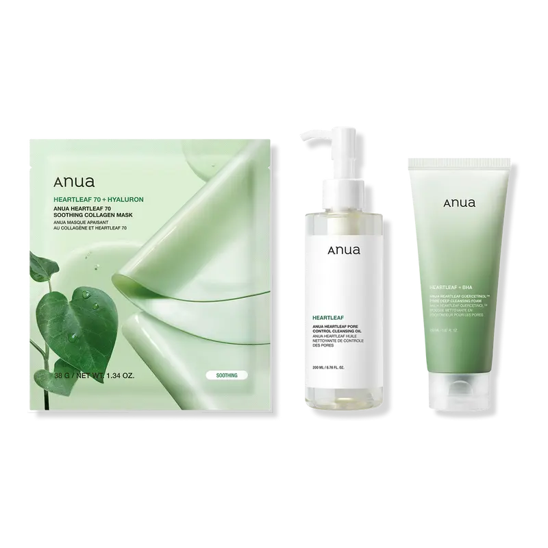 Anua Heartleaf Cleansing Duo With Free Heartleaf Collagen Mask