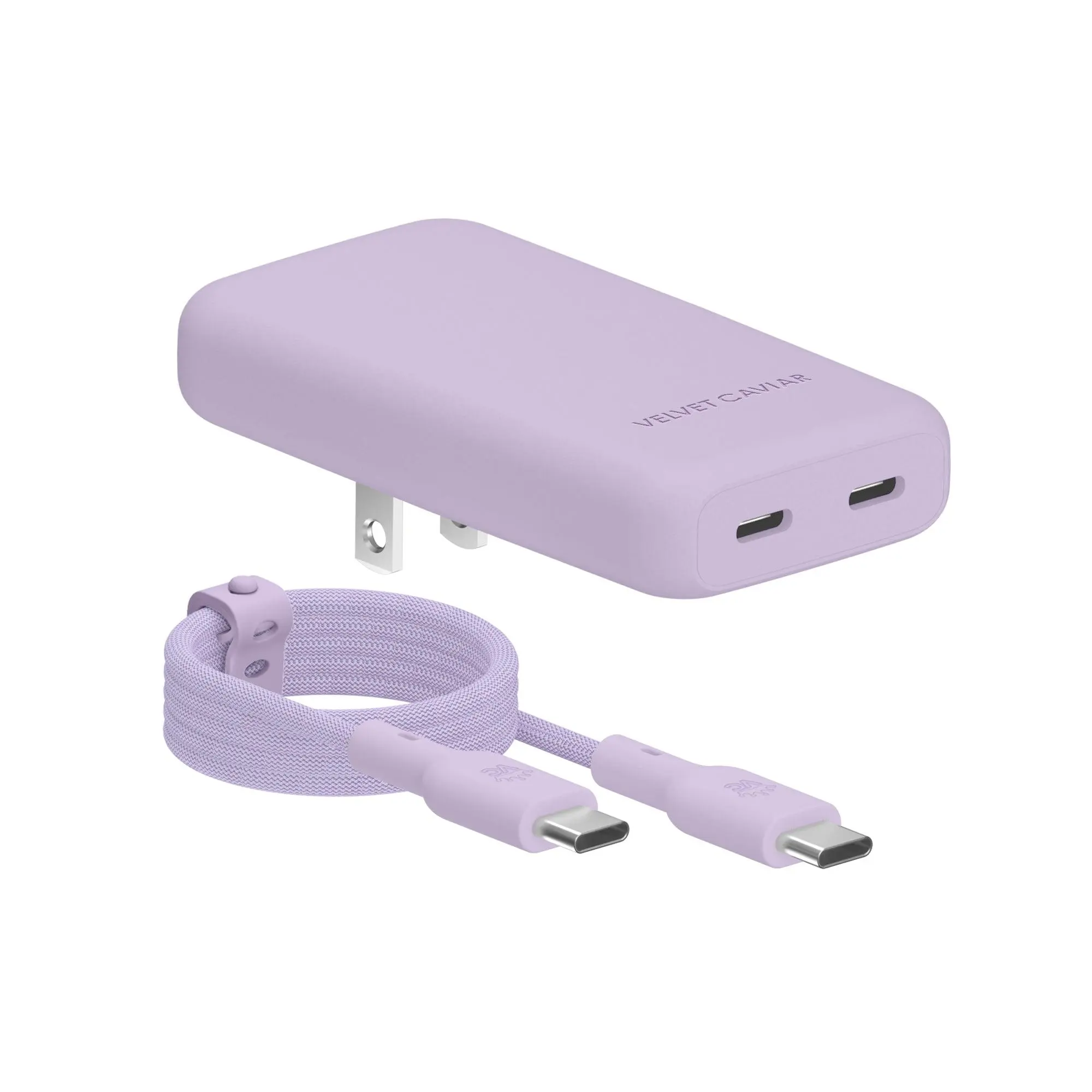 Soft Lilac Fast Charging Set, Dual Port Wall Adapter + 6ft USB-C Cable Soft Lilac Fast Charging Set, Dual Port Wall Adapter + 6ft USB-C Cable