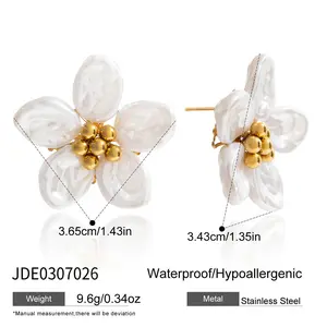 Flower Earrings for Women Large Statement Earrings for Women Gold Big Floral Earring Unique White Green Blue Pink Flower Stud Earring Fancy Trendy Jewelry