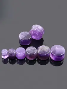 Amethyst Stone Ear Plug Stretcher, Flexible Expander for Men & Women, 2g-5/8 Inch, Ideal for Body Jewelry Expansion
