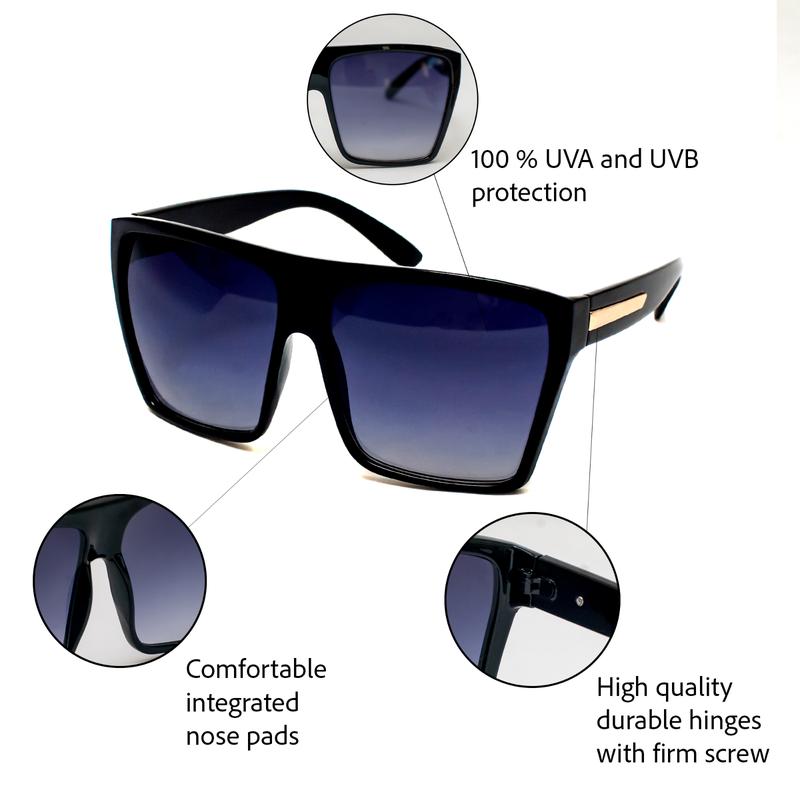 Lauren Brand XXL Oversized Women Sunglasses Flat Top Square Shadz Gafas ROSE Modern Aviator Style Polarized Lenses UV Protection