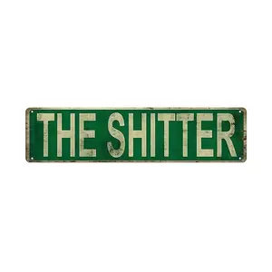 Funny Vintage Bathroom Tin Sign – "The Shitter" Retro Street Style Metal Wall Art for Restroom, Bar, Pub, Café, Yard & Garage Décor – Palette & Wall | summervibes
