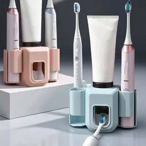 Wall Mount Electric Toothbrush Holder Double Hole Waterproof Toothpaste Dispenser Lazy Squeezer Bathroom Accessories