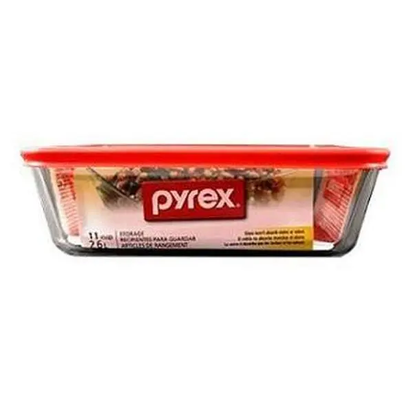 PYREX Preheated Glass Food Storage Kit - 2-Pack 11-Cp Rectangle Stackable Sealable Non-Porous Kitchen Containers with Plastic Lids for Dinnerware, Taking Food on the Go Needs
