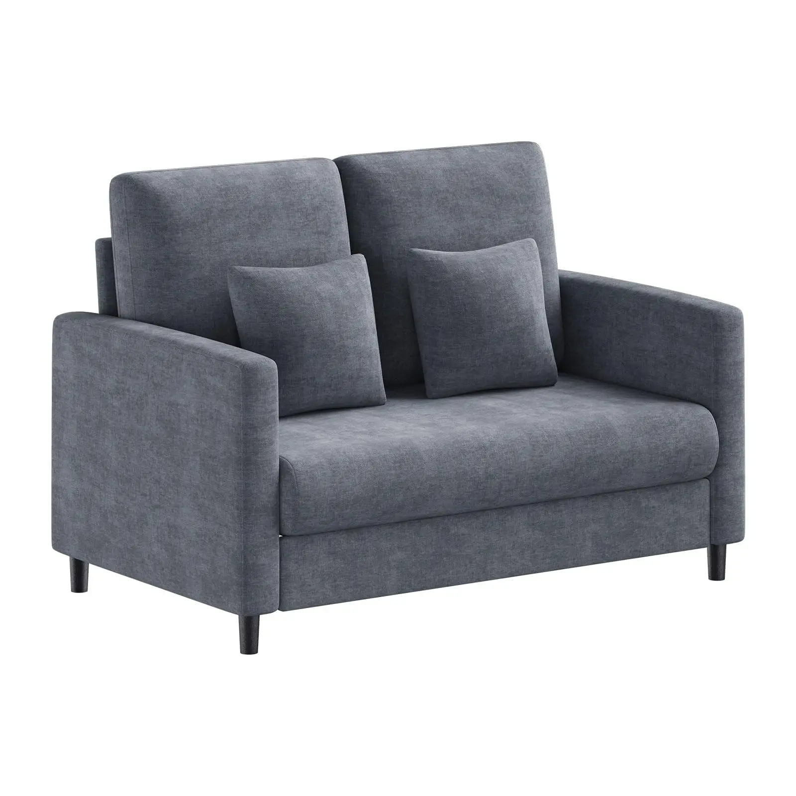 52" Loveseat Sofa for Small Spaces, Mid Century Accent Chair, Blue Gray Comfy Couch with Wood Frame, Tool-Free Assembly, Ideal for Living Room, Bedroom