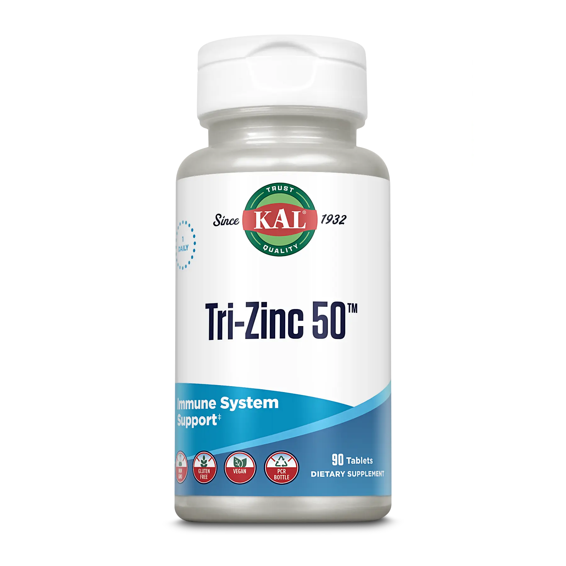 KAL Tri-Zinc 50™ Dietary Supplement for Immune System Support - 90 Tablets Healthcare Edible Protein Amino Acid Fitness Vitamin