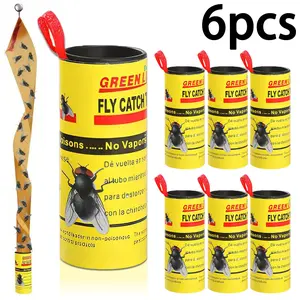 36pcs Hanging Sticky Fly Trap Rolls, Non-Toxic Adhesive Tape, Indoor Outdoor Mosquito Traps, Garden Patio Pest Control