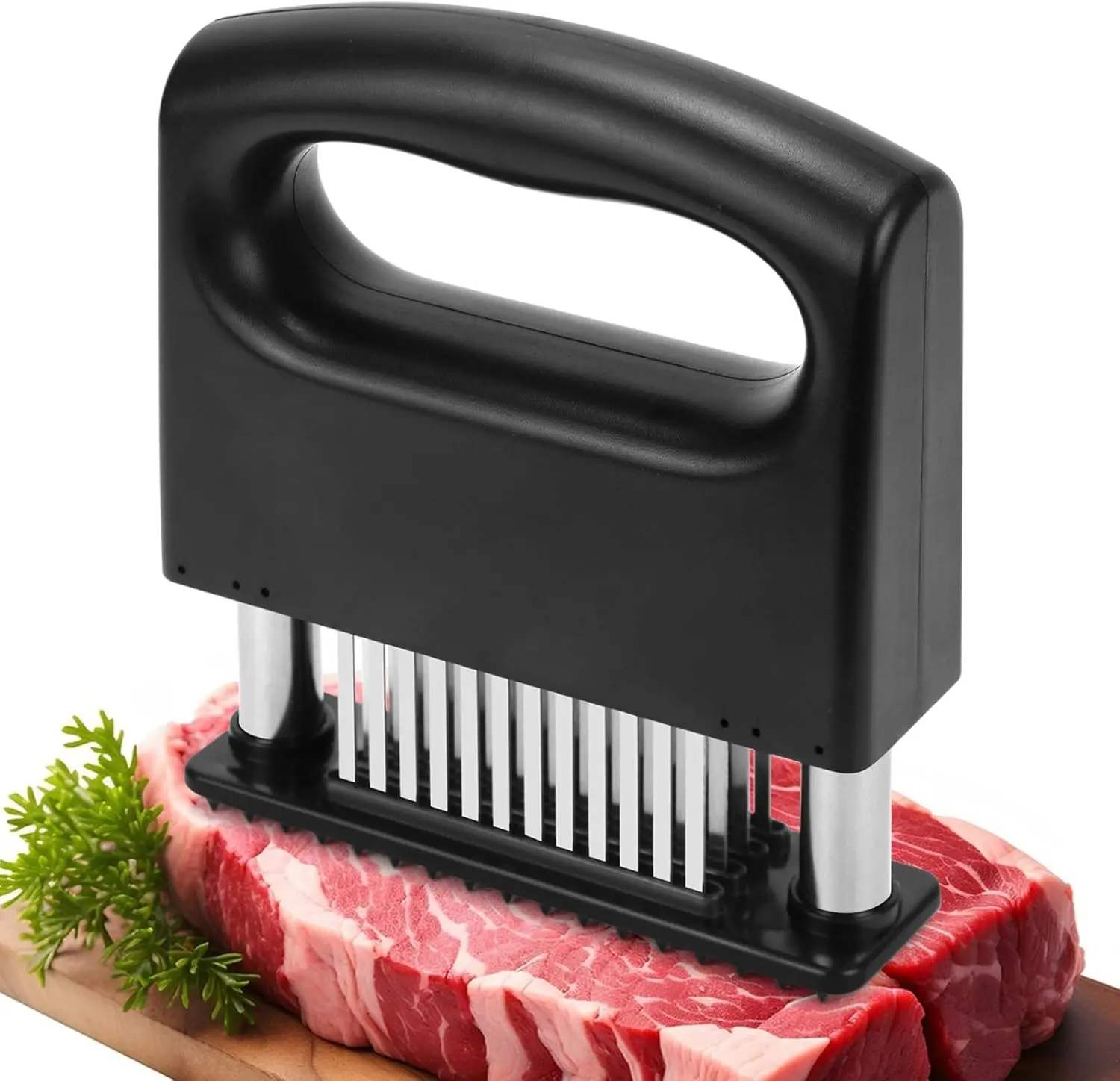 [summervibes]Kitchen Meat Tenderizer Tool with 48 Stainless Steel Ultra-Sharp Blades Compact Cooking Tool for Tenderizing Beef Chicken Turkey and Pork Dishwasher Safe Home BBQ Handheld Kitchen Utensils Christmas Supplies No More Chewy Meat