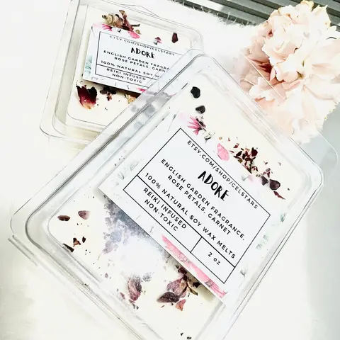 "Adore" 2oz Scented Soy Intention Wax Melt - Crystals-Infused, Reiki Blasted, Clean, Non-Toxic Floral Aroma Home Supply, Decor & Fragrance Freshener