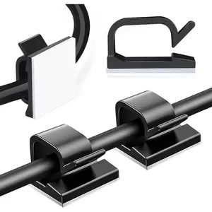 3/4 in Adhesive  Clips, 60 count Outdoor Light Clips, Cord Clips, Sturdy Wire Clips, Finisher Wire Clamp for Home, , Office Wire Management Clips (Black, 3/4"-60PCS)