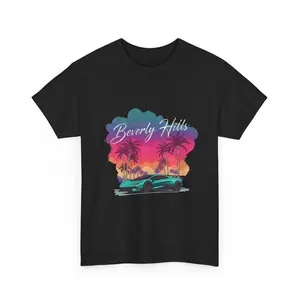 Beverly Hills Hyperdrive T-shirt, Unisex Heavy Cotton T-Shirt, Summer Casual Wear, Vacation Wardrobe, Graphic Tee, Gift for Car Lovers