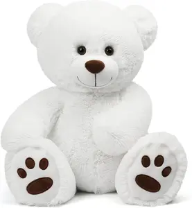 Christmas Gift Teddy Bear Stuffed Animal, 20 inch, White Teddy Bear Plush Toy, Cute Face with Big Footprints, Plushies Gifts for Girls, Girlfriend, Wife on Birthday, Easter Decoration